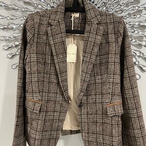 Brown Plaid Women's Blazer